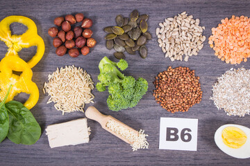 Healthy ingredients containing vitamin B6 and minerals. Nutritious eating