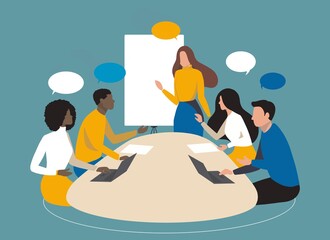 Illustration Of A Woman Giving A Presentation