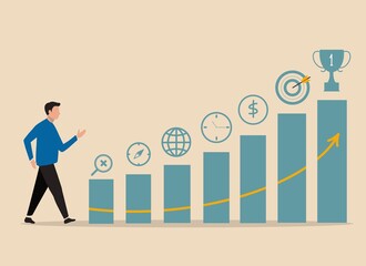 Businessman Following Career Growth