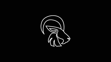 minimal goat Head Logo Template Lineart