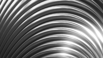 Silver metallic background, shiny chrome striped 3d metal abstract background
