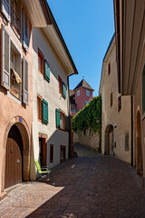Straße in der Altstadt von Rheinfelden im Aargau in der Schweiz 