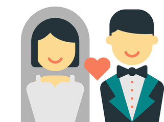 bride and groom illustration in minimal style