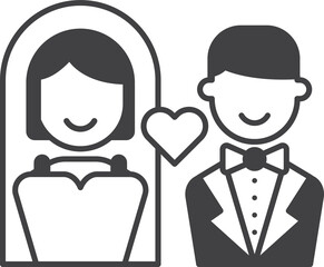 bride and groom illustration in minimal style