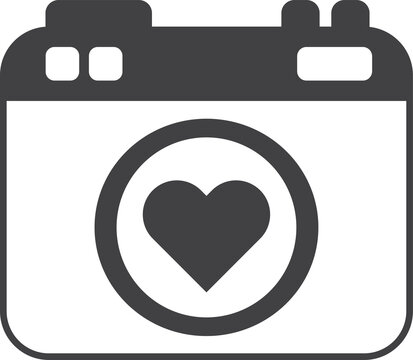digital camera and heart illustration in minimal style
