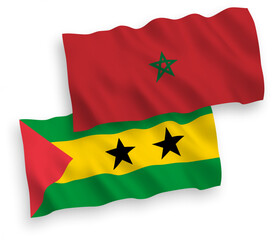 Flags of Saint Thomas and Prince and Morocco on a white background
