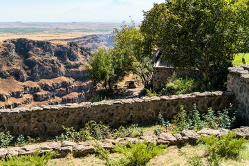 Fototapeta na wymiar Armenia, Saghmosavank, September 2022 Scenic view of the monastery garden.
