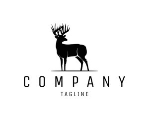 deer silhouette logo showing from the side on isolated white background. best for emblem, emblem, animal industry.