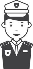 male pilot illustration in minimal style