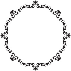 イラスト素材: レトロ、アンティーク、ビンテージのフレーム。ゴージャスな飾り罫オーナメント　モノクロ