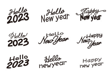 Set of New year Calligraphy. Happy new year, Hello New year lettering collection. Vector illustration.

