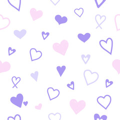 heart doodle seamless pattern. hand drawn heart Valentine's Day vector background