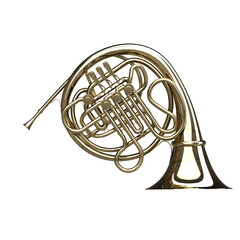 French Horn CG Rendering Image ホルン フレンチ ホルン 透過PNG