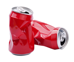 Red crushed cans