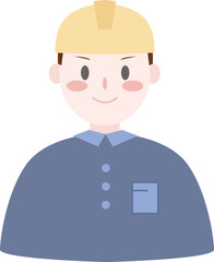 Cartoon builder, engineer wearing a safety helmet