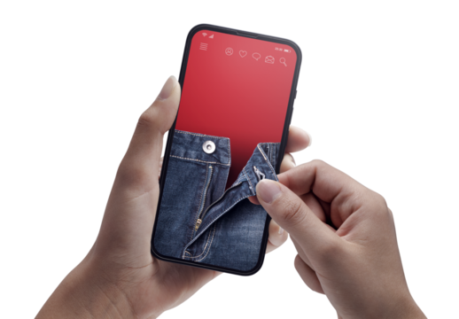 PNG file no background Woman using adult apps on smartphone