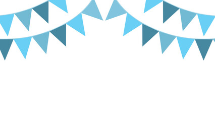 blue flags for happy birthday party as a background for card