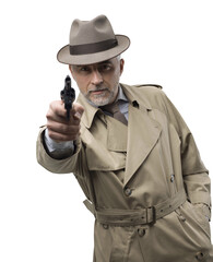 Retro spy agent with revolver