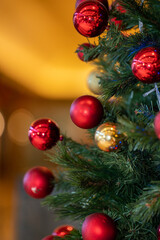 Christmas Tree Red Ball Ornaments Vertical