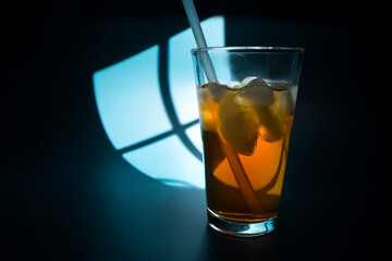 Ice Tea In a Glass With Reusable Straw