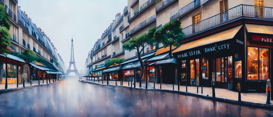 Naklejka premium Street of European city, Paris