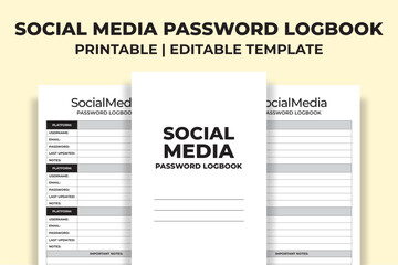 Social Media Password Logbook