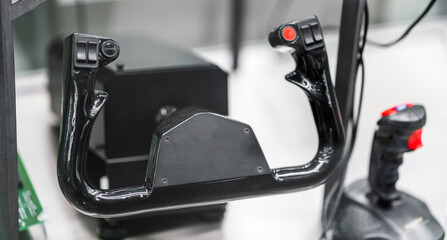 Retro gaming steering wheel and joystick. Gaming console concept. © Jon Anders Wiken