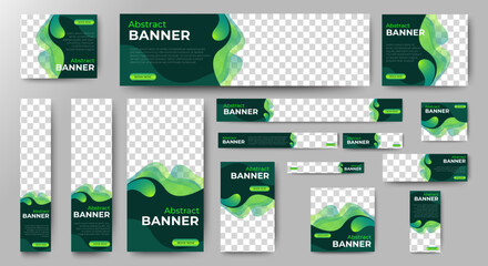set of creative web banners of standard size with a place for photos. Vertical, horizontal and square template. vector illustration