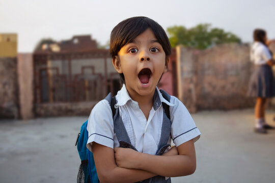 Surprised Rural Indian School Girl