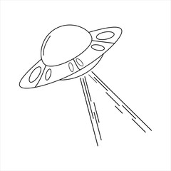 UFO Doodle Line Art