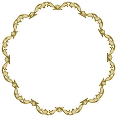 イラスト素材: アンティーク、ビンテージのゴールドメタリックのフレーム。飾り罫オーナメント