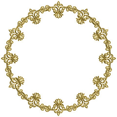 イラスト素材: アンティーク、ビンテージのゴールドメタリックのフレーム。飾り罫オーナメント