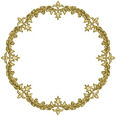 イラスト素材: アンティーク、ビンテージのゴールドメタリックのフレーム。飾り罫オーナメント