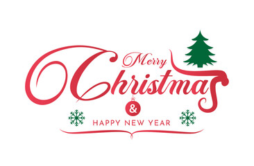 Fototapeta na wymiar Merry Christmas vector text Calligraphic Lettering design card template. White background