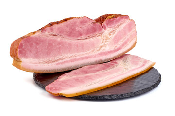 Smoked pork brisket, isolated on white background.