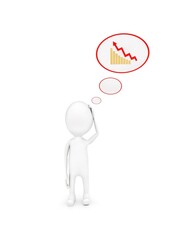 3d man with growth graph in chat bubble concept