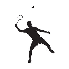 Badminton Sport player isolated vector silhouette.