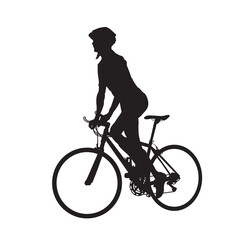 Fototapeta na wymiar Silhouette of an athlete cyclist wearing a helmet. Vector illustration.