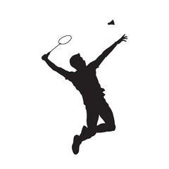 Badminton Sport player. jump smash isolated vector silhouette.