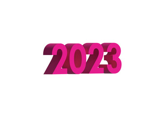 2023 3D render. 3D image. Magenta color. Text 