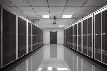 Server room in a large company generative ai illustration