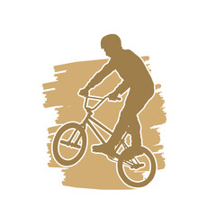 BMX cyclist male vector silhouette.