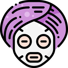 Face Mask Woman Girl Beauty Healthcare filled color line icon