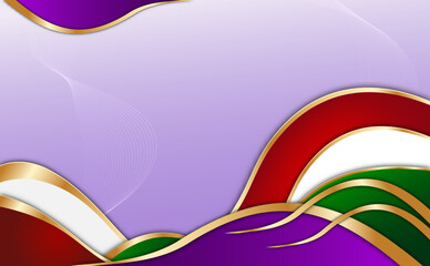 Elegant Purple Shapes Background With Golden Decoration Stock Illustration