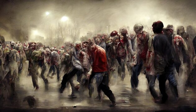 illustration of attack of the zombie horde
