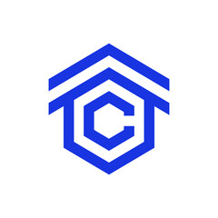 Initial C letter logo hexagon shape home, minimal logo design