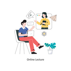 Online Lecture flat style design vector illustration. stock illustration