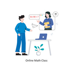 Online Math Class flat style design vector illustration. stock illustration