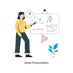 Math Presentation flat style design vector illustration. stock illustration