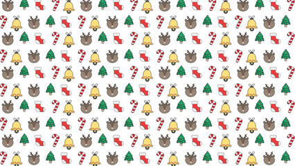 Christmas icons elements with geometric seamless pattern gift wrapping paper 02 for edit and design